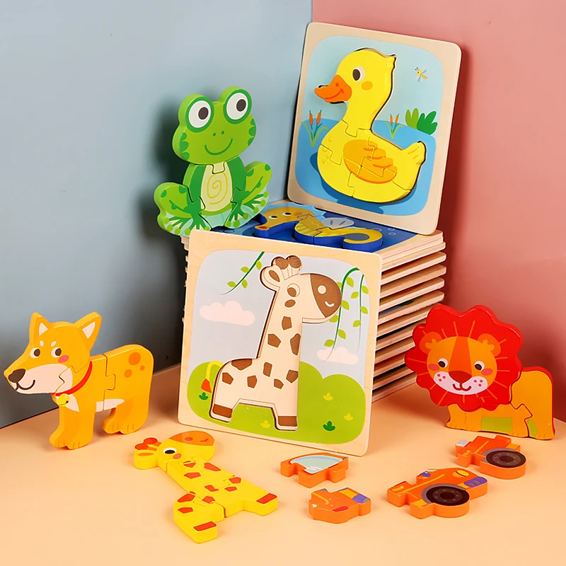 木製パズル漫画動物認知ジグソーパズルモンテッソーリ木製おもち - Kids Toys Store のレビューと価格