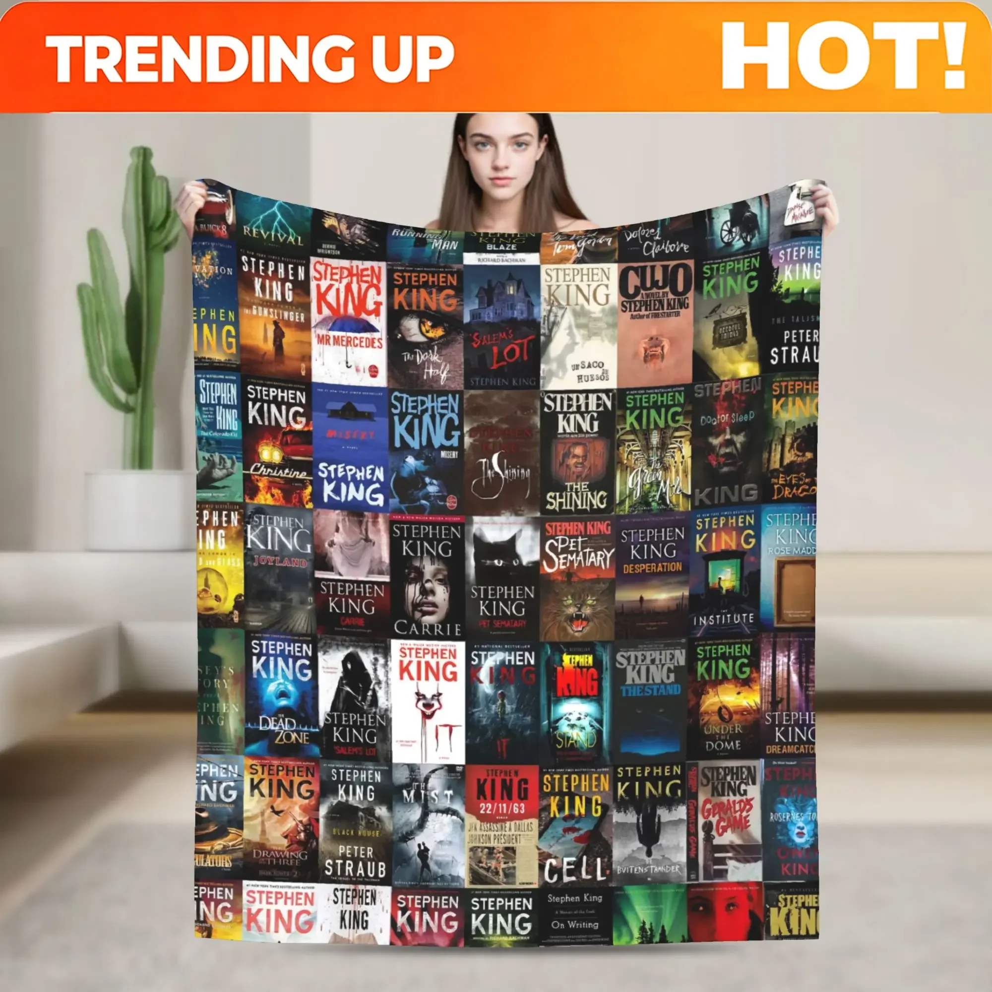 Custom Collection Of Stephens Kings Books Blankets Warm Cozy Throw Blanket Spring Adults Sofa Home Travel Office Bedspread
