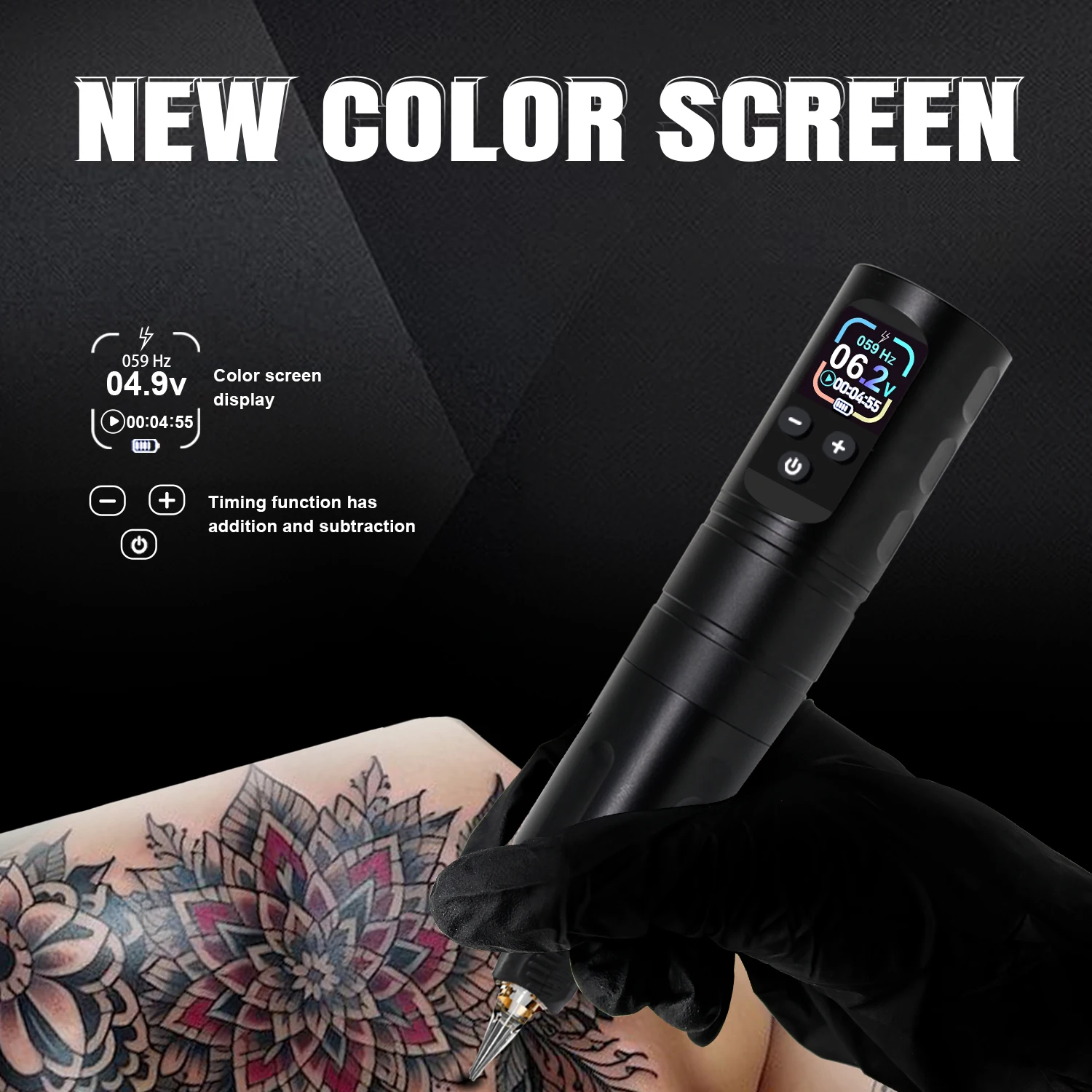 ماكينة رسم الوشم التجميلي اللاسلكية القلم المزدوج Mode1600 MAh السكتة الدماغية 3.5 مللي متر OLED مناسبة لفناني الوشم المحترفين توريد لوازم الوشم
