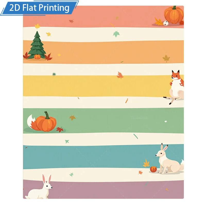 1pc cobertor de flanela outono temático cobertor de lã com raposa coelho abóbora impressão aconchegante decoração de outono para casa e cama