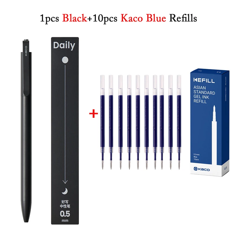 KACO Gelschreiber, Press-Signaturstift, Schreibwaren, Metall-Stiftclip, 0,5 mm, schwarze Tinte, schnell trocknend, großes Fassungsvermögen, 800 m, glattes Schreiben