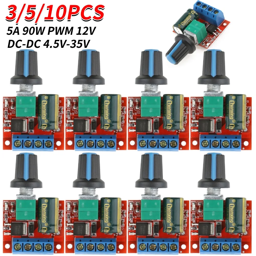 3-10pc 5A 90W PWM 12V DC Motor Speed Controller Modul DC-DC 4,5V-35V Niederspannung Motor Speed Controller Einstellbare Antriebsmodul