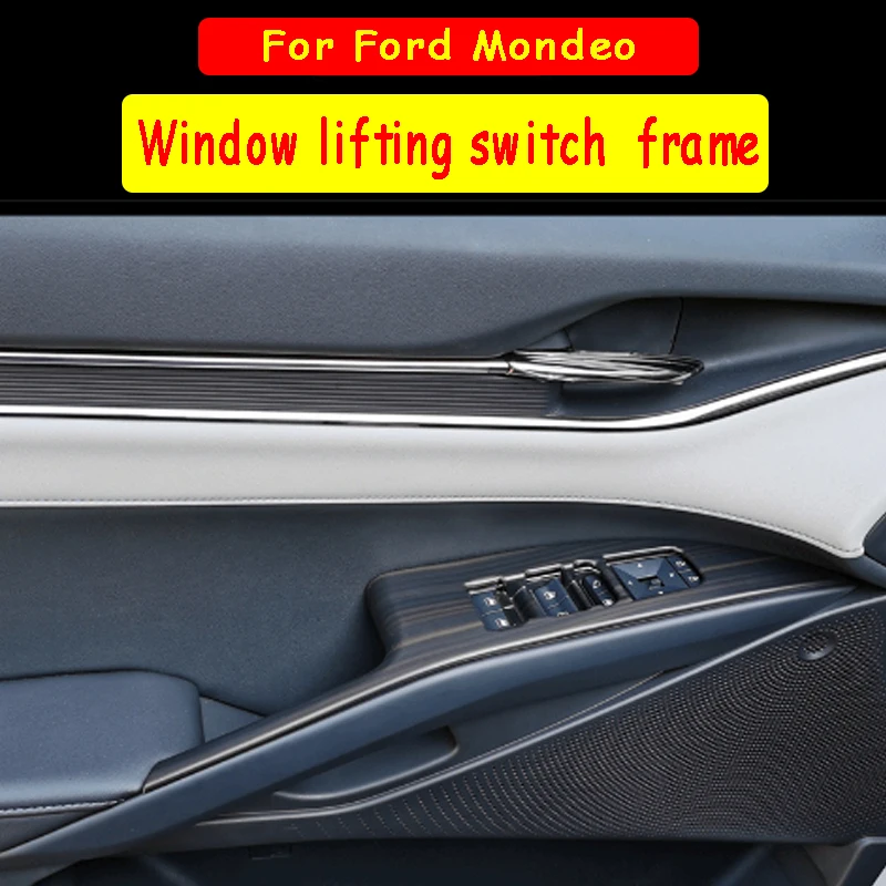 For Ford Mondeo car interiors, carbon fiber ABS material window lift switch decorative frames, 4 pieces/set, peach wood color