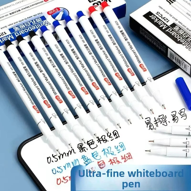 4/12pcs 0.5mm Magnetic Dry Erase Markers Whiteboard Marker Pen Office School White Board Stationery Extra Fine Tip Multicolour image 4