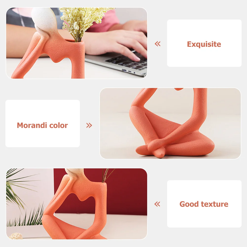 

Ceramic Thinker Flower Container Desktop Vase Decorative Hydroponics Pot for Home Office Garden Thinker Vase Flower Container