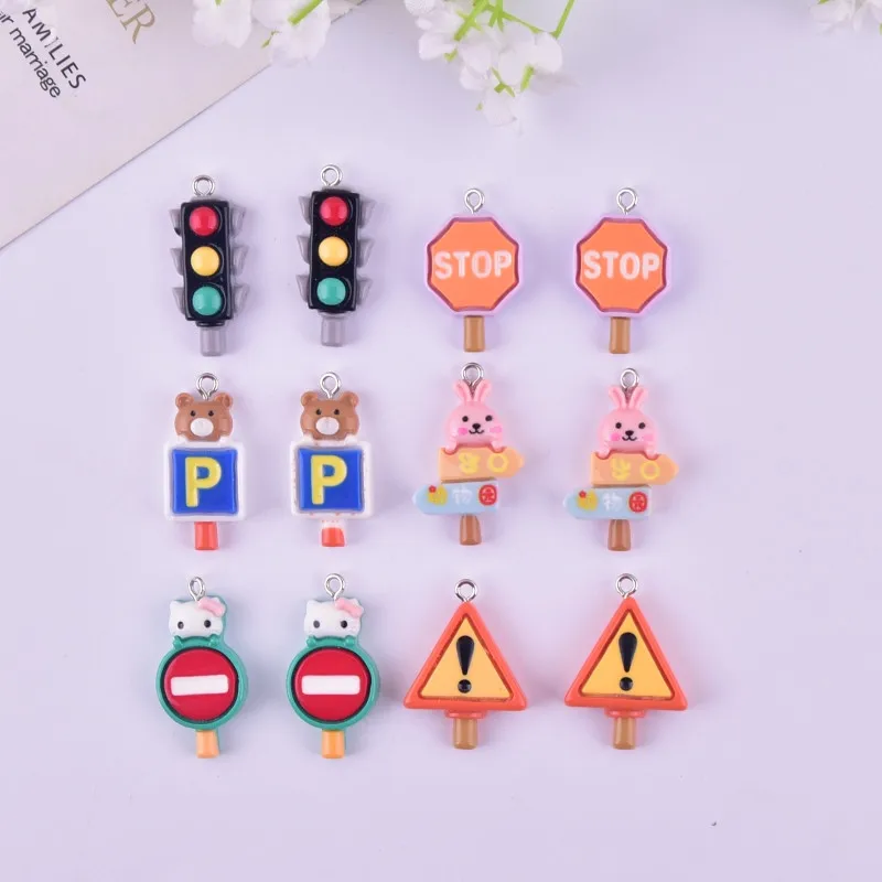 Mix style 10pcs/pack Fashion Traffic lights Resin Charms for Women Earring Necklace Jewelry DIY Making