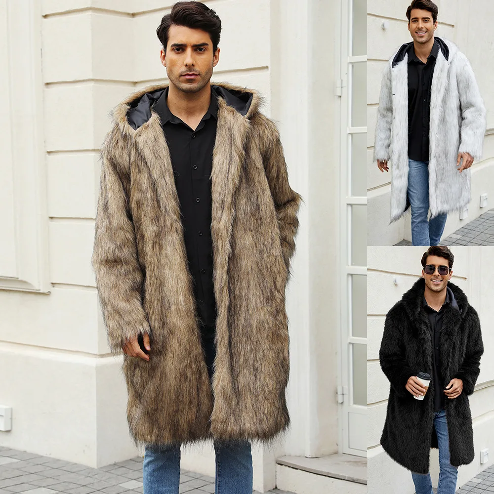 

Men's Faux Fur Coat Jacket Men Autumn Winter Hooded Short Warm Vest Coats Thick Pockets 2024 Long Sleeve Mom Y2k Coat Jackets