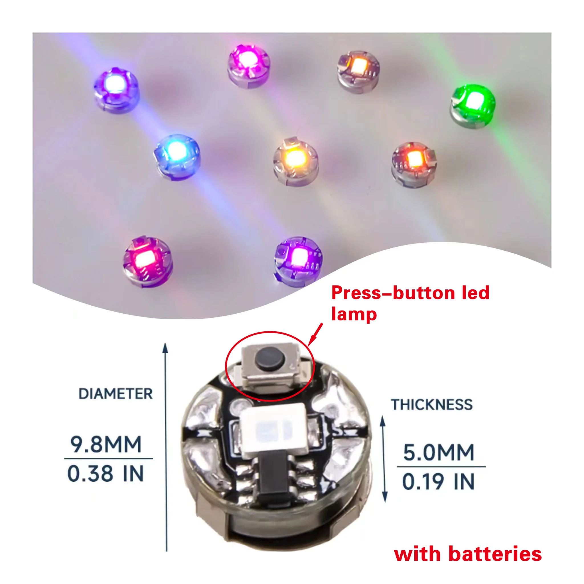 3pcs With Batteries Press-button Style Miniature Led Lamp Model Light Toys for DIY Model Making for Robots/Cars/House Decoration