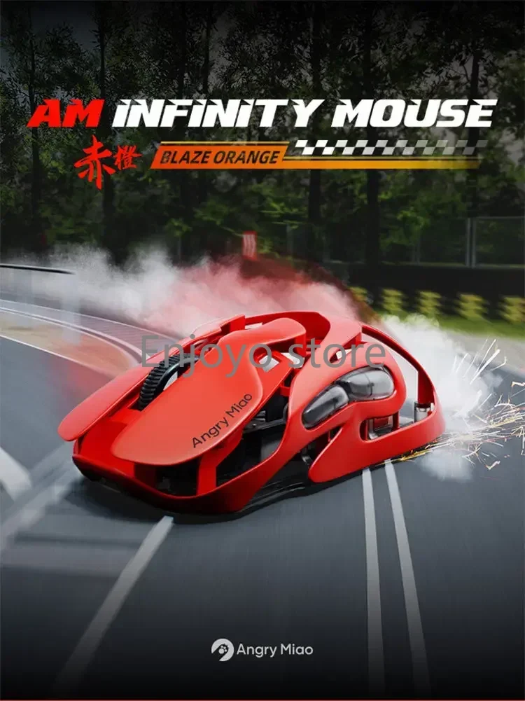 Angry Miao AM Infinity.100 Hollow Gaming Mouse PAW3950 Dual 8KHz Hot‑Swappable Tri‑Mode Wireless Mouse for FPS E‑Sports Gaming
