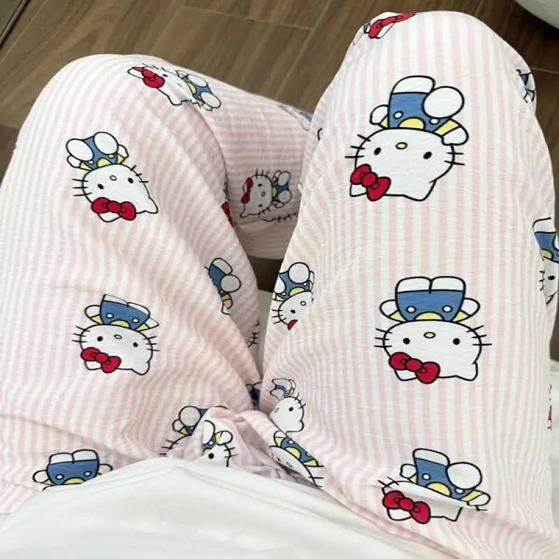 

Sanrio Trousers Hello Kitty Cartoon Printed Pants Girls Walking Pajamas Summer Versatile Casual Pants That Can Be Worn Outside