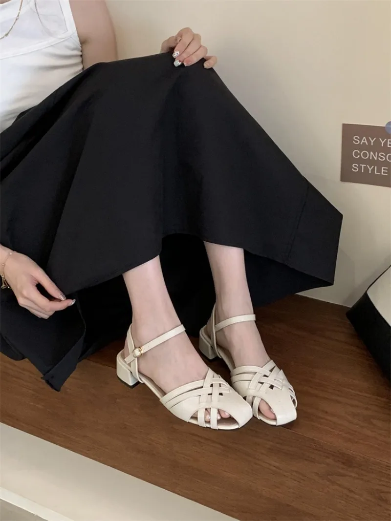 

НОВЫЙ дизайн, женские сандалии с узким ремешком, летние женские элегантные туфли с открытой пряжкой, модные модельные сандалии на толстом каблуке, Zapatos