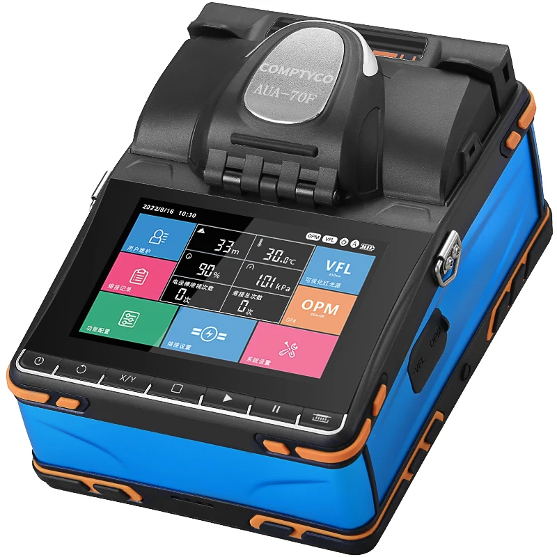 COMPTYCO AUA-70F Fully Automatic Fusion Splicer Machine 5.5 inch touch screen 6 motors with OPM VFL Fiber Optic Fusion Splicer