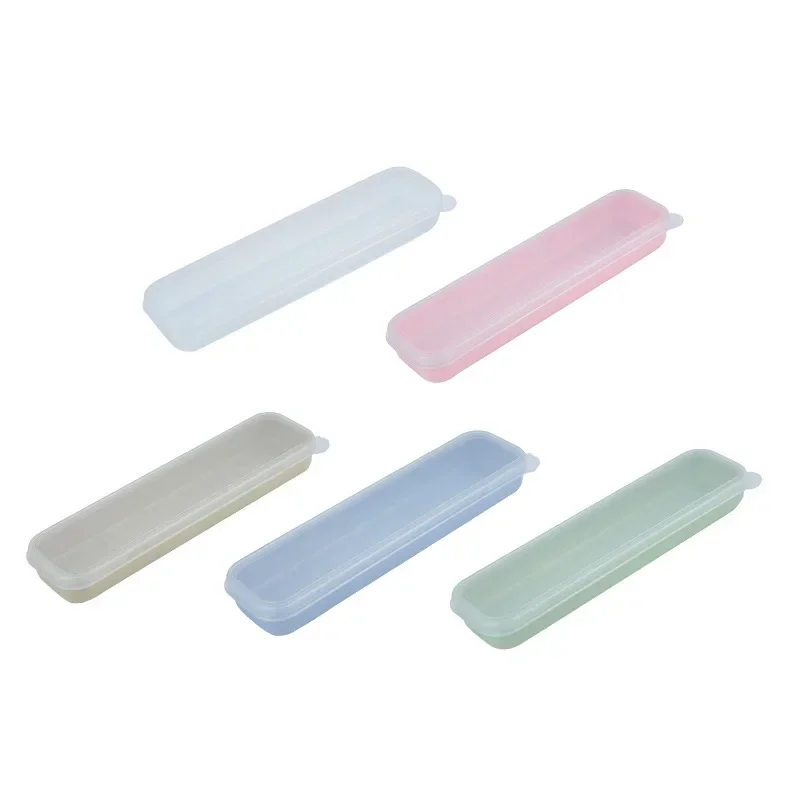 Portable Travel Outdoor Reusable Tableware Box School Home Slot Design Practical Cutlery Transparent Cover Cutlery Case