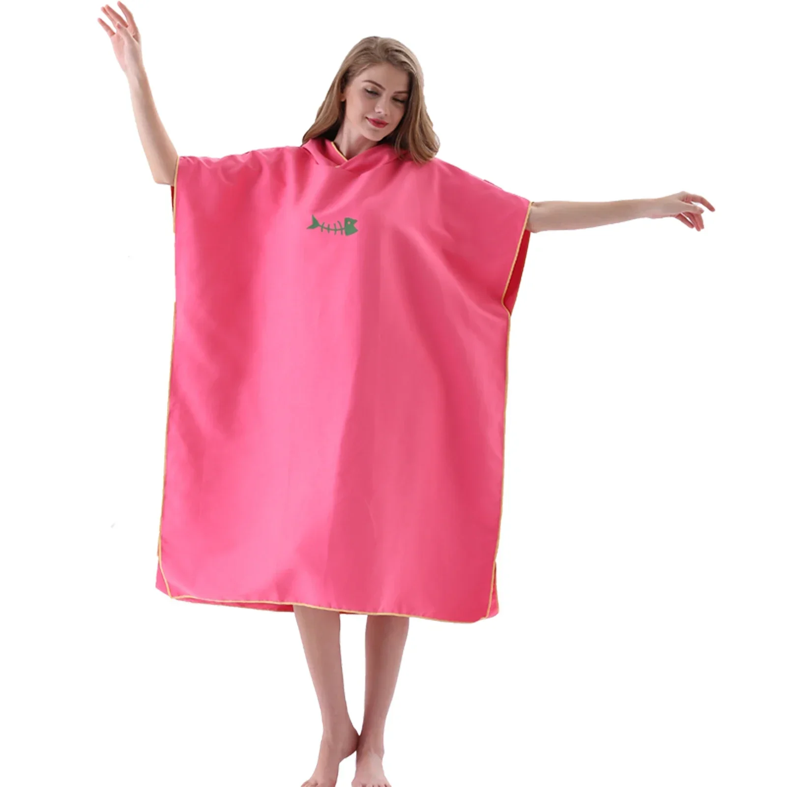 Adult Microfiber Towel Hooded Surf Poncho Changing Robe Quick Dry Beach Towel Bathrobe for Women Men Beach Swimming Towel Poncho