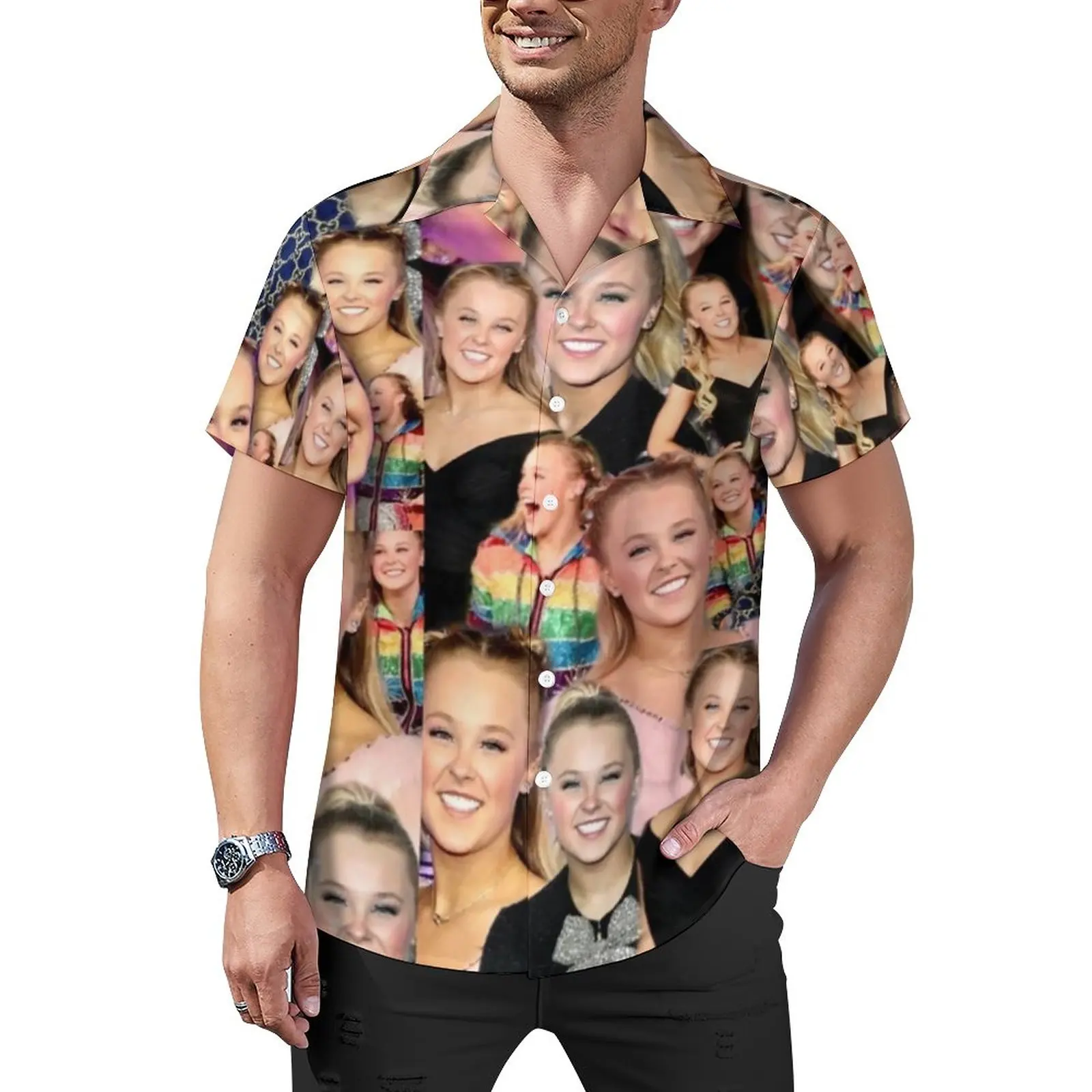 

Jojo Siwa Print Loose Shirt Men Beach Dancemoms Casual Shirts Hawaiian Graphic Short Sleeves Novelty Oversized Blouses