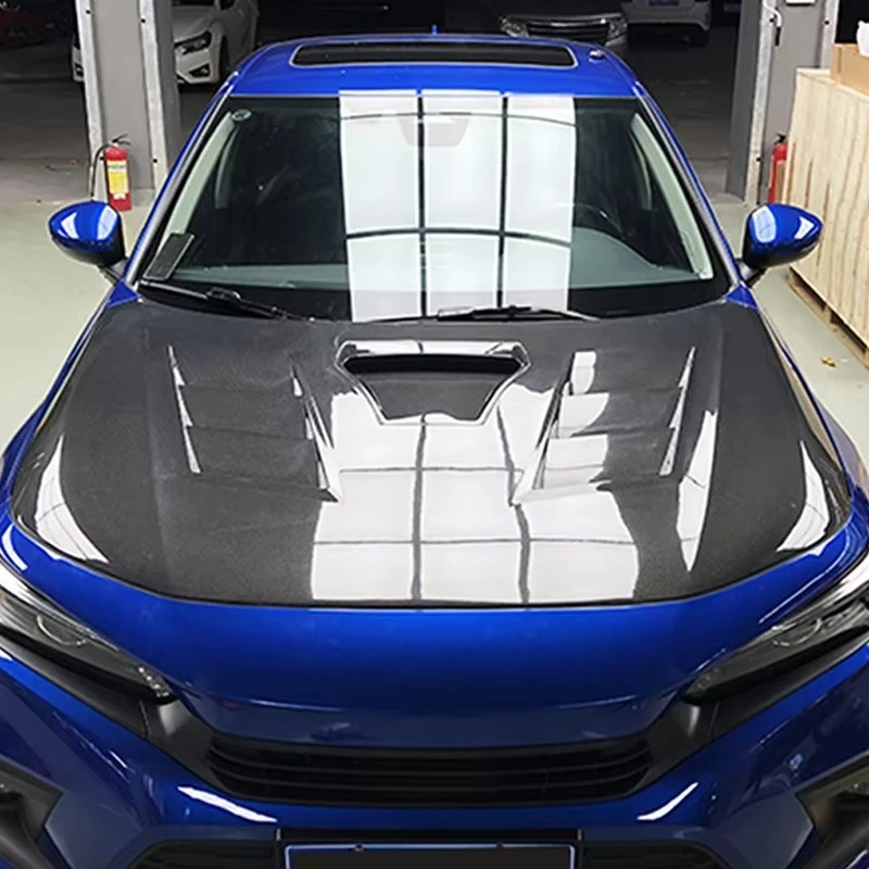 ฝากระโปรงหน้าคาร์บอนไฟเบอร์ทรง EVO แบบมีช่องระบายอากาศ สภาพใหม่ สำหรับ Gen 11 FE1 FL1 ปี 2022-2024