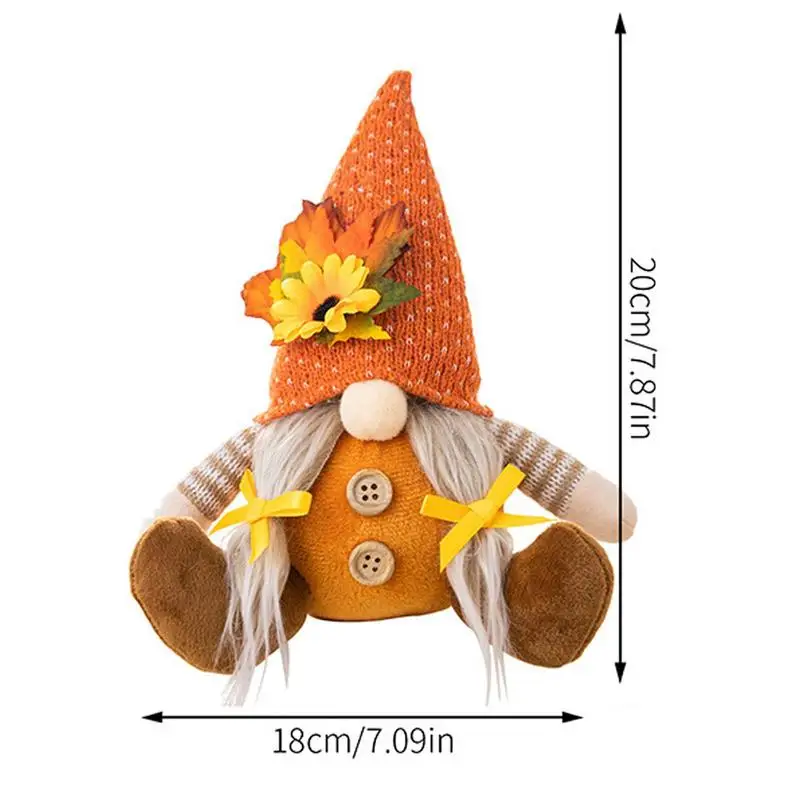 Decoração de gnomos de ação de graças, boneca de gnome de girassol, decoração de outono, anão com folha de bordo, pelúcia, ornamentos de gnomos suecos para o outono