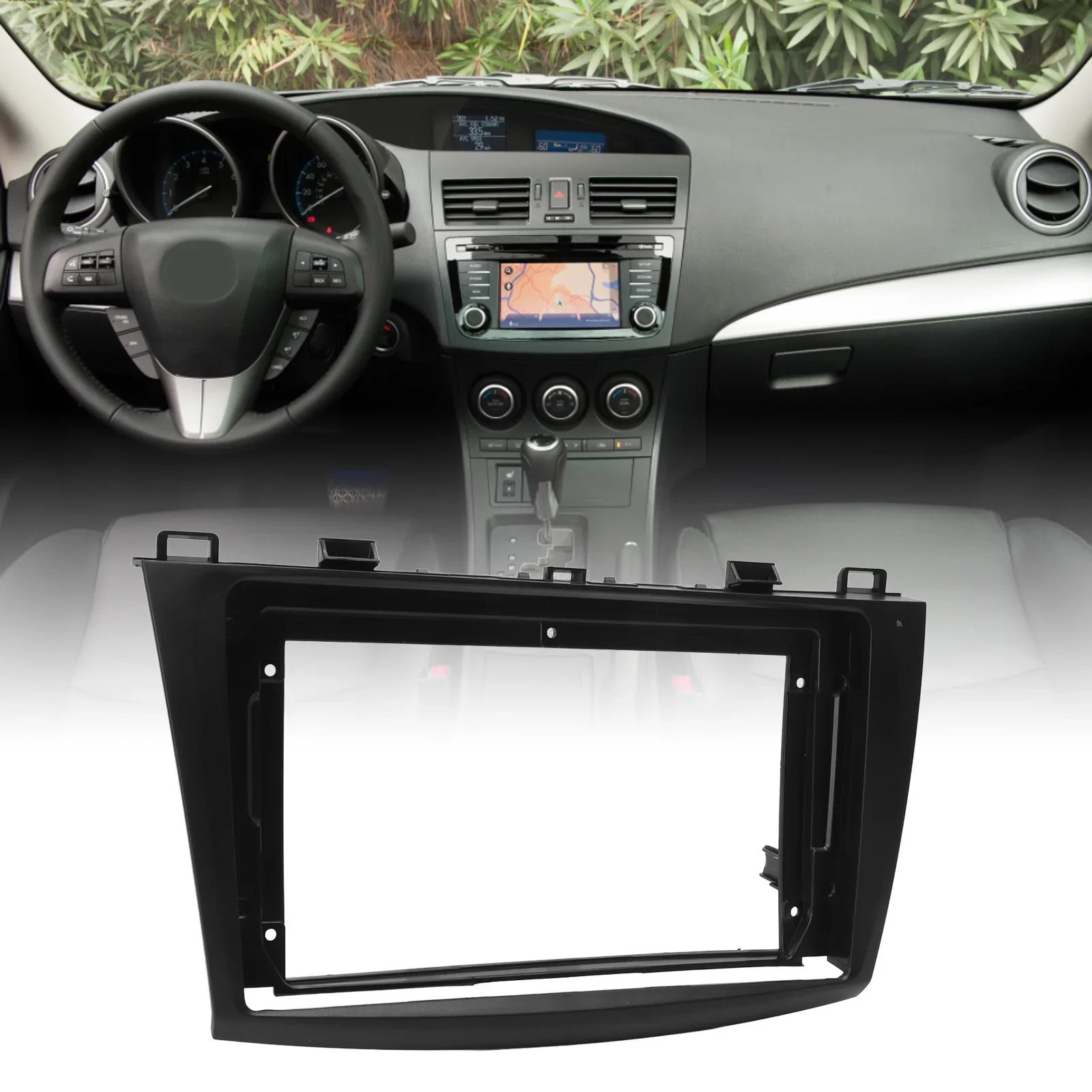 9in Car Navigation Panel Frame Black Stereo Dash Fascia Replacement for Mazda 3 2010‑2013 Radio Face Panel Stereo Radio Bezel