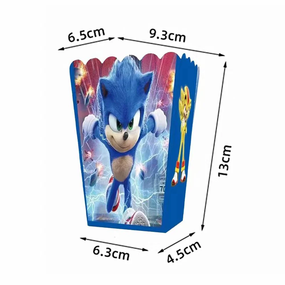 6/24pcs Sonic Popcorn Boxes Theme Party Decoration Birthday Party Favor Popcorn Treat Boxes Party Supplies - view 3