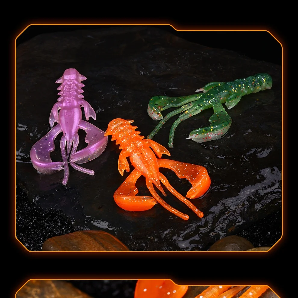 Angelköder Weichköder 8cm 3g TPE Simulation Schwimmende Garnelen Bass-Köder Künstliche Wurmköder Set 10 Stück SALE – Detail 10