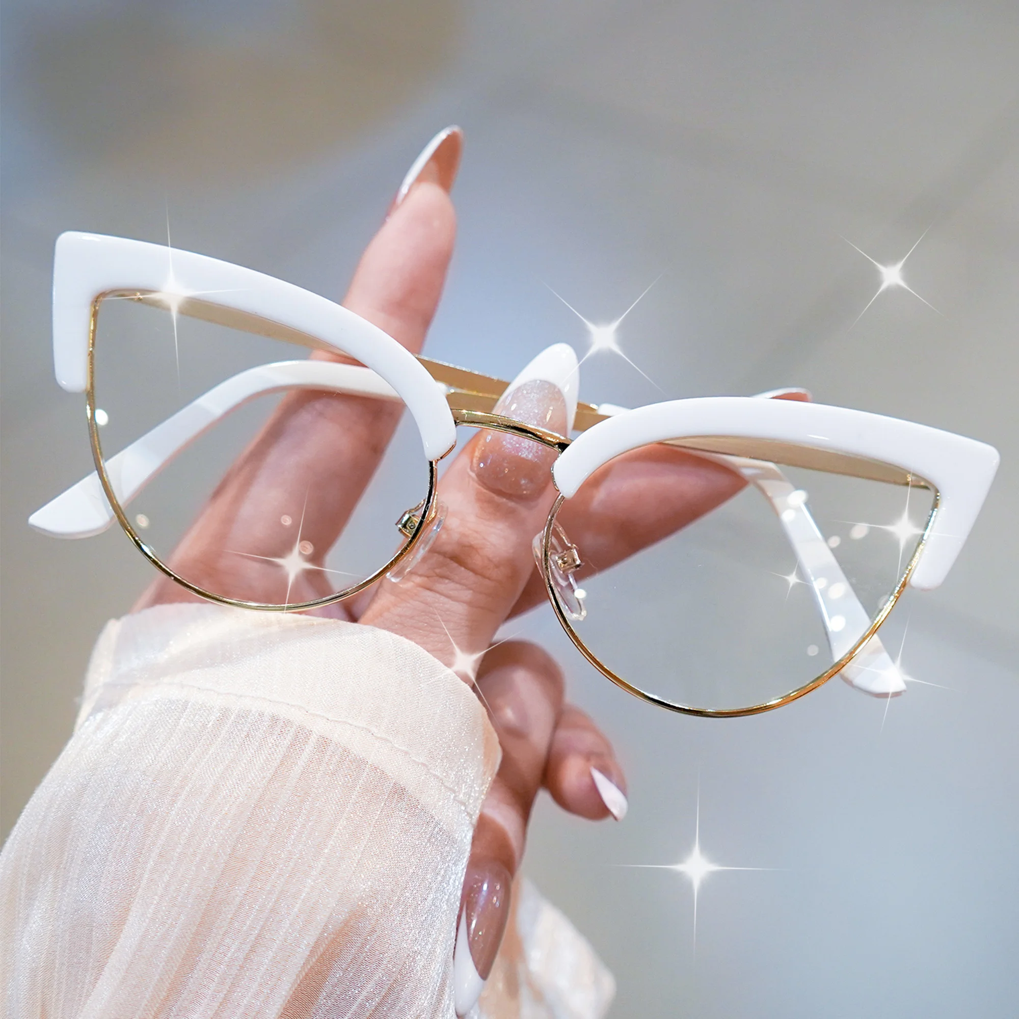 2 Stück minimalistische Katzenaugenbrillen für Damen und Herren, Computerbrillen, geeignet für alle Arten von Gesichtern – Detail 10