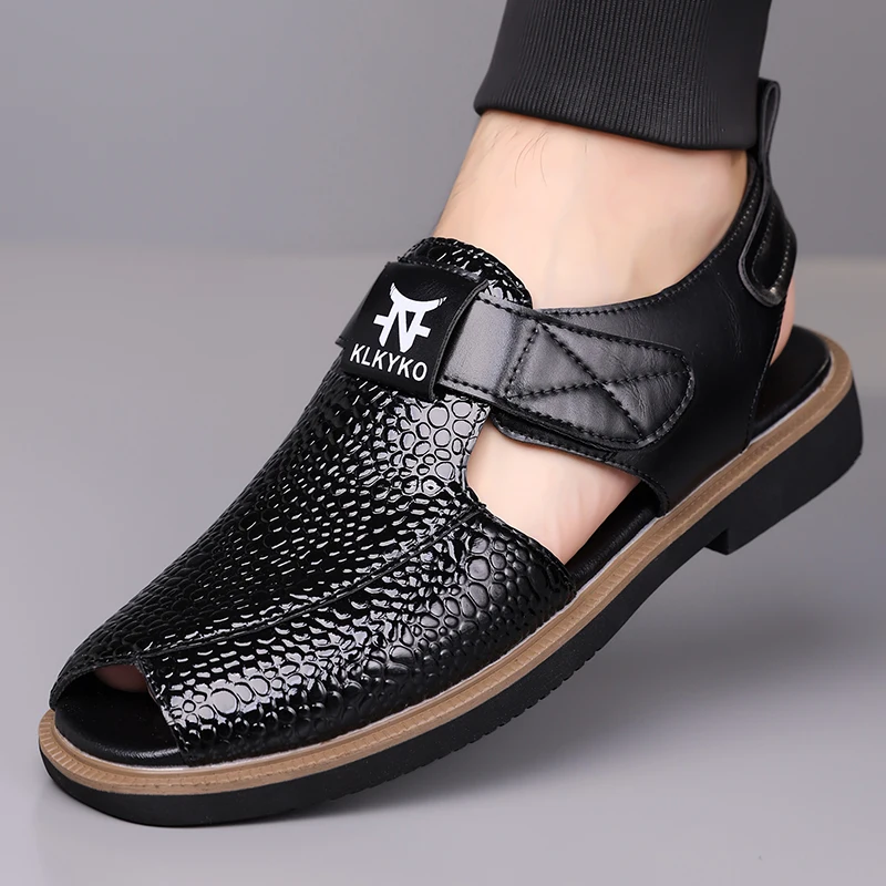 Sandals for Man Fashion Outdoor Roman Genuine Leather Indoor House Platform Male Beach Shoes Casual Men Sandals New In Summer
