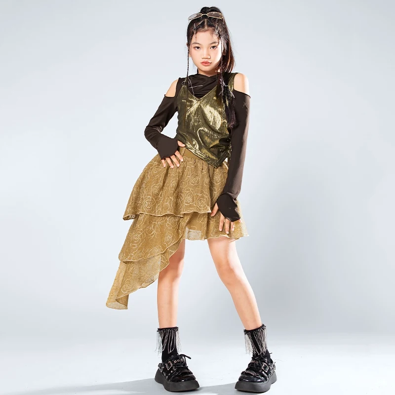 

Fashion Kids Stage Catwalk Outfit Children'S Ballroom Dance Clothes For Girls Jazz Dance Costume Hip Hop Cloth Kpop Wear XS8760
