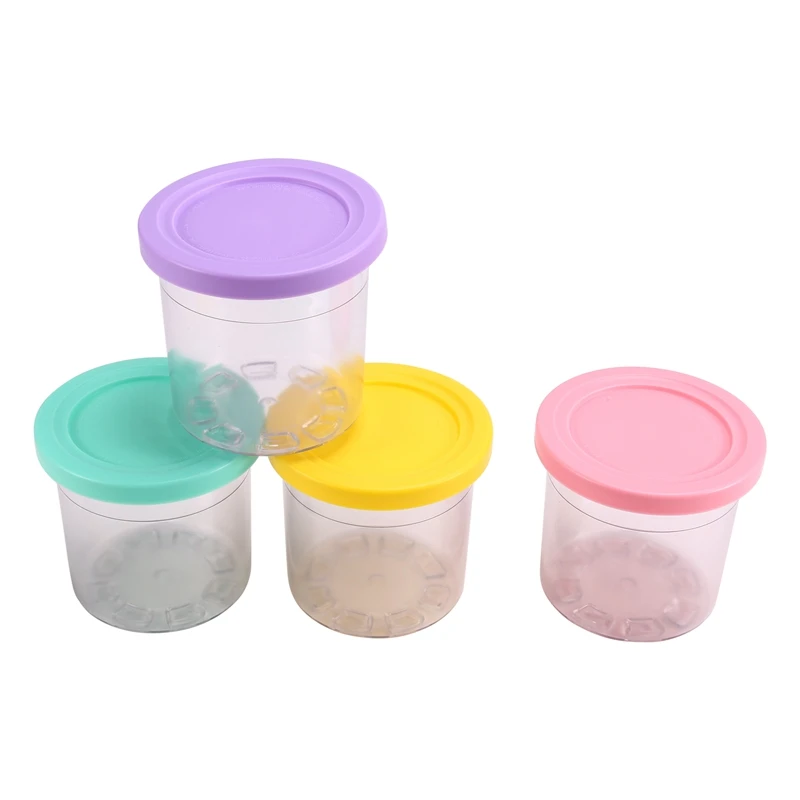 

4PCS Ice Creami Pints & Lids For Ninja Creami NC300 NC301 NC299AMZ Pints 16OZ Cups Ice Cream Maker Dishwasher Safe