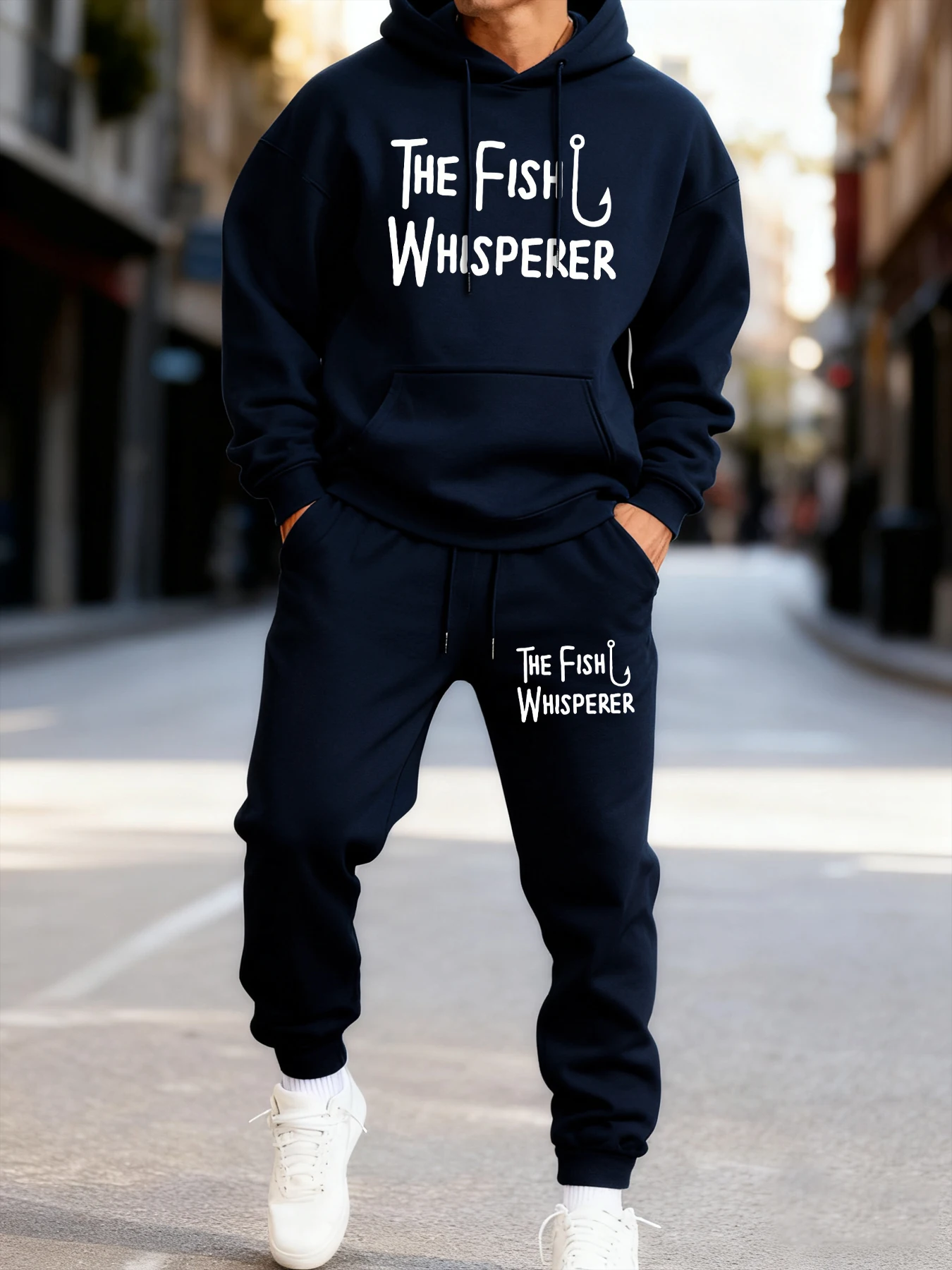 

The Fish Whisperer Funny Print Men'S Hoodie Set Couple'S Comfortable Two Pices Sets Fashion Jogging Clothes Loose Pocket Hoody
