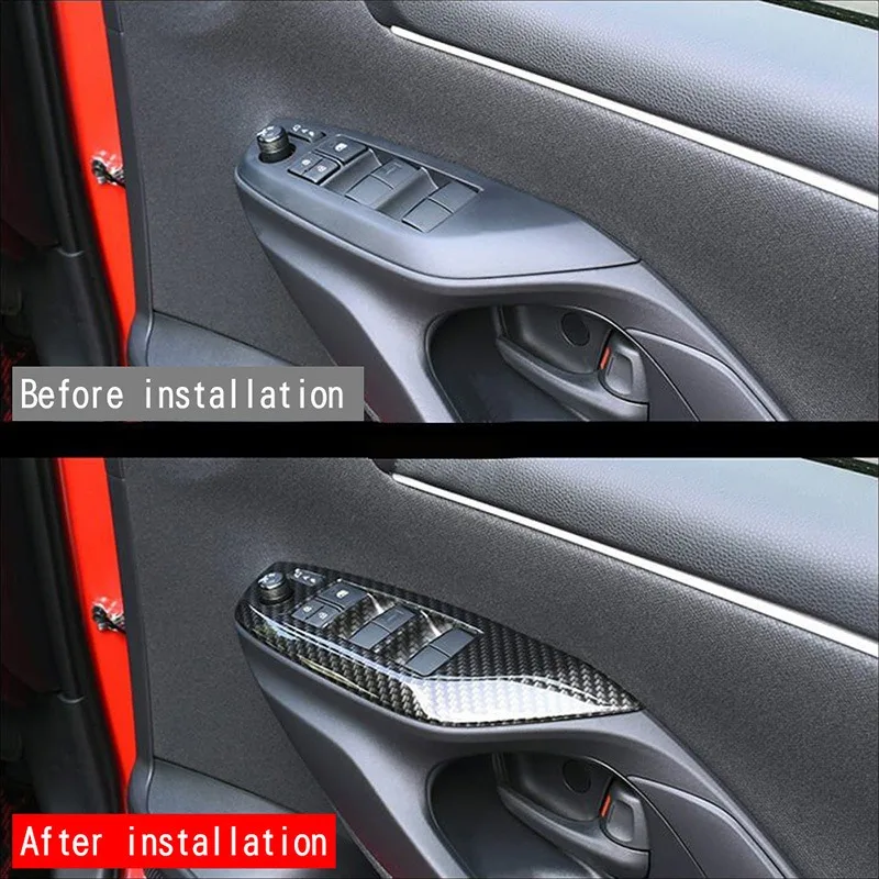 ABS Carbon Fiber Bright Black Car Window Glass Lift Button Switch Trim Cover For Toyota Yaris Cross 2020-2023 Accessories RHD
