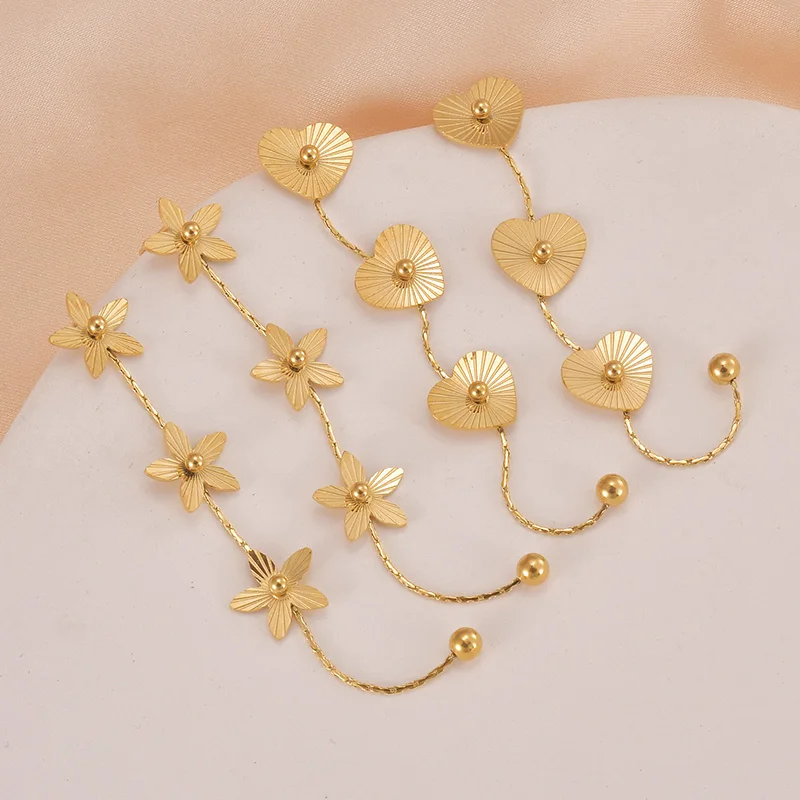 

Afirstee Stainless Steel Heart Pendant Drop Earring For Women Gold Color Flower Bead Earrings Girl Jewelry Birthday Gift