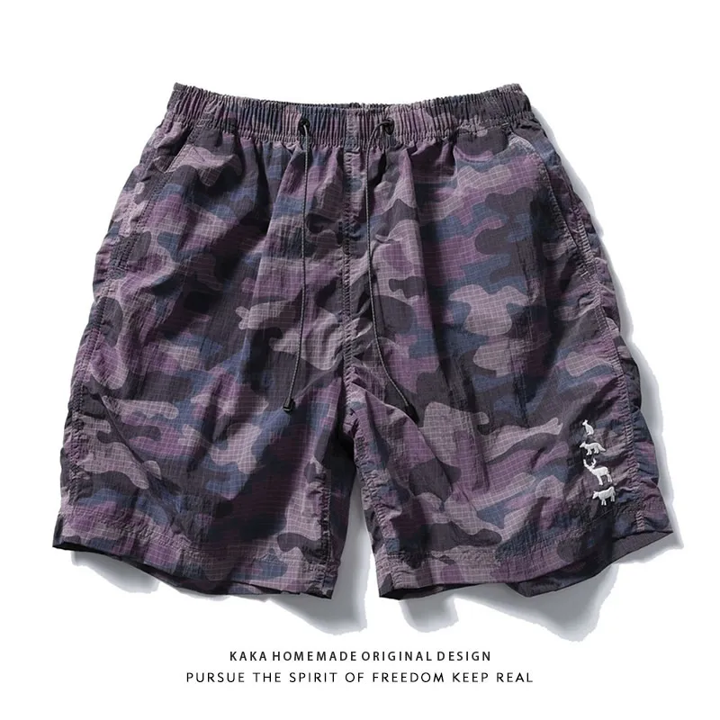 

Qui Dry Camouflage Спецодежда orts Мужские и женские летние уличные тонкие свободные универсальные модные спортивные брюки пять четвертей
