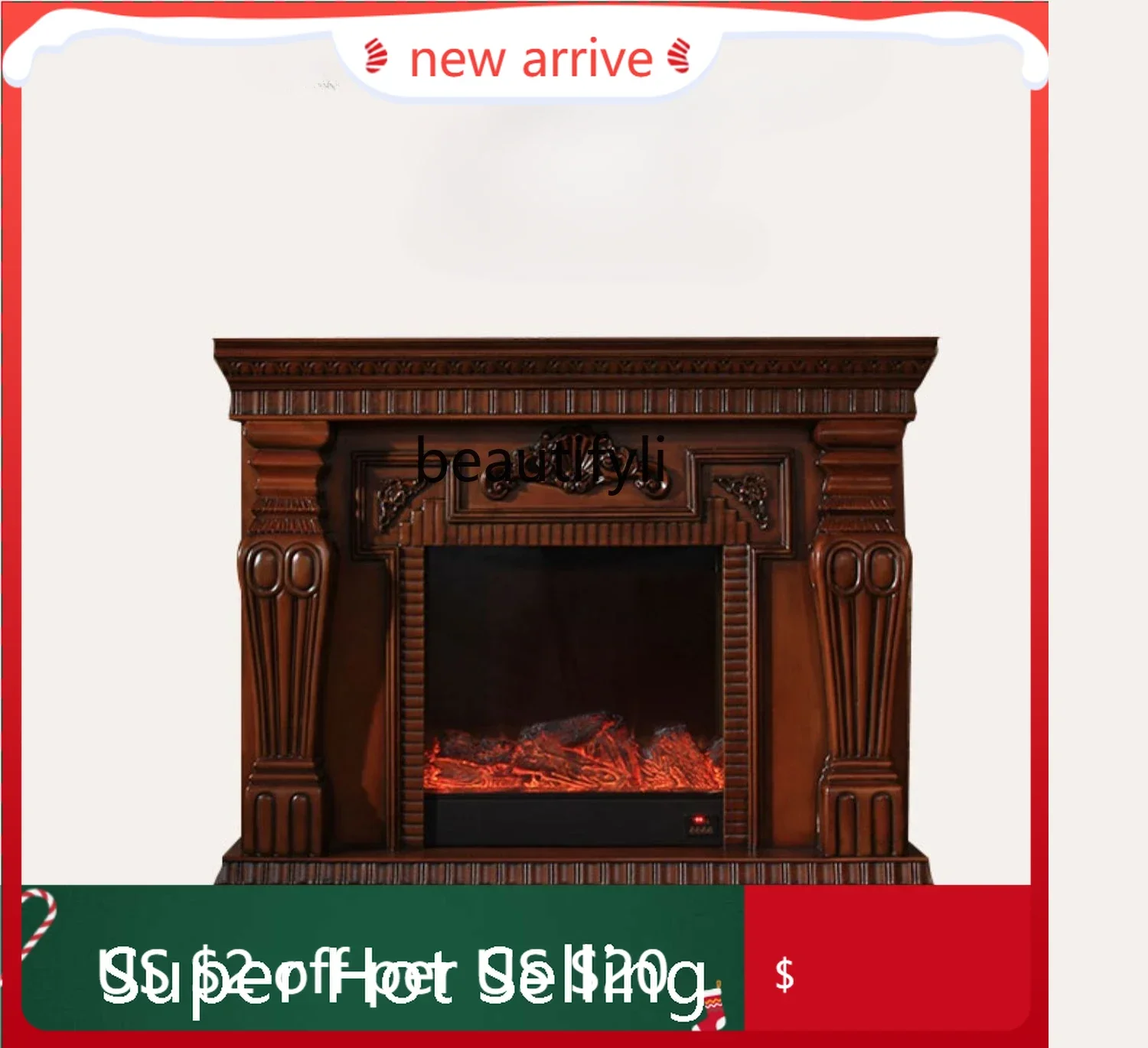 S132 Mid-Ancient Fireplace Curio Cabinet Electronic Simulation Flame Heating Mantel European-Style Sitting Room Cabinet