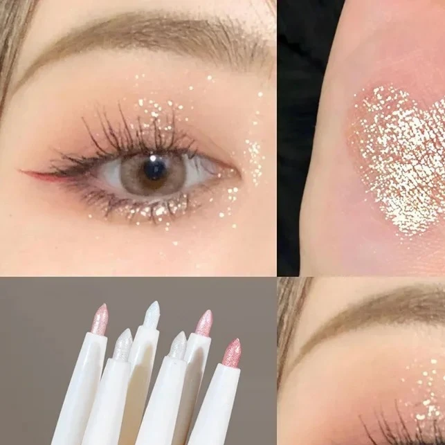 قلم تحديد الجفن الأبيض الماسي لتفتيح العين اللامعة، عصا ظلال العيون الذهبية لظلال العيون لنتائج المكياج المذهلة