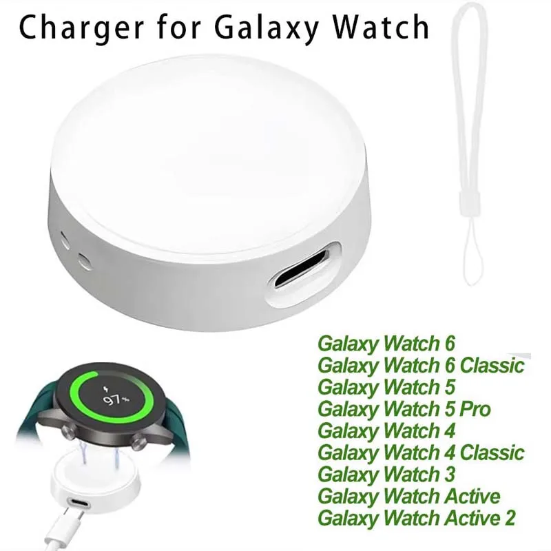 Uhrenladekabel, tragbares Laden, Typ C, für Samsung Galaxy Watch 6, 5, Classic Pro 4, 3, Active 2, Schnellladestation