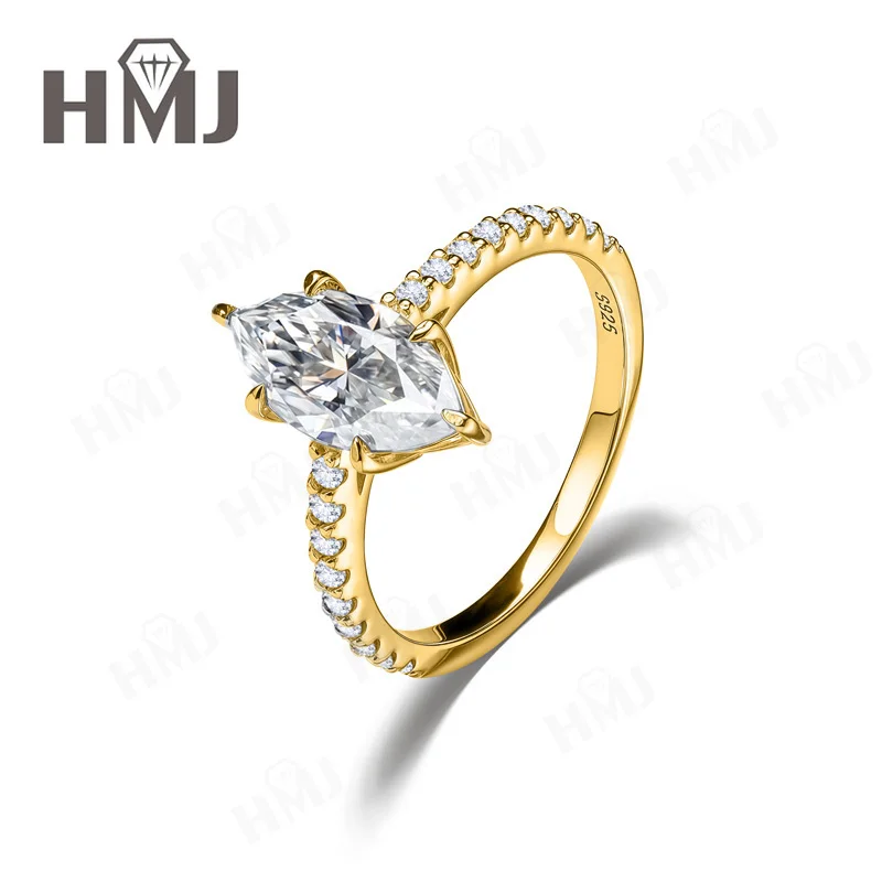 Luxuriöser 2-Karat Marquise-Schliff Moissanit-Ring aus 925 Sterling Silber, D-Farbe Weiß/Schwarz/Grau/Blau, Edle Schmuckstücke, Muttertagsgeschenk für Sie – Detail 4