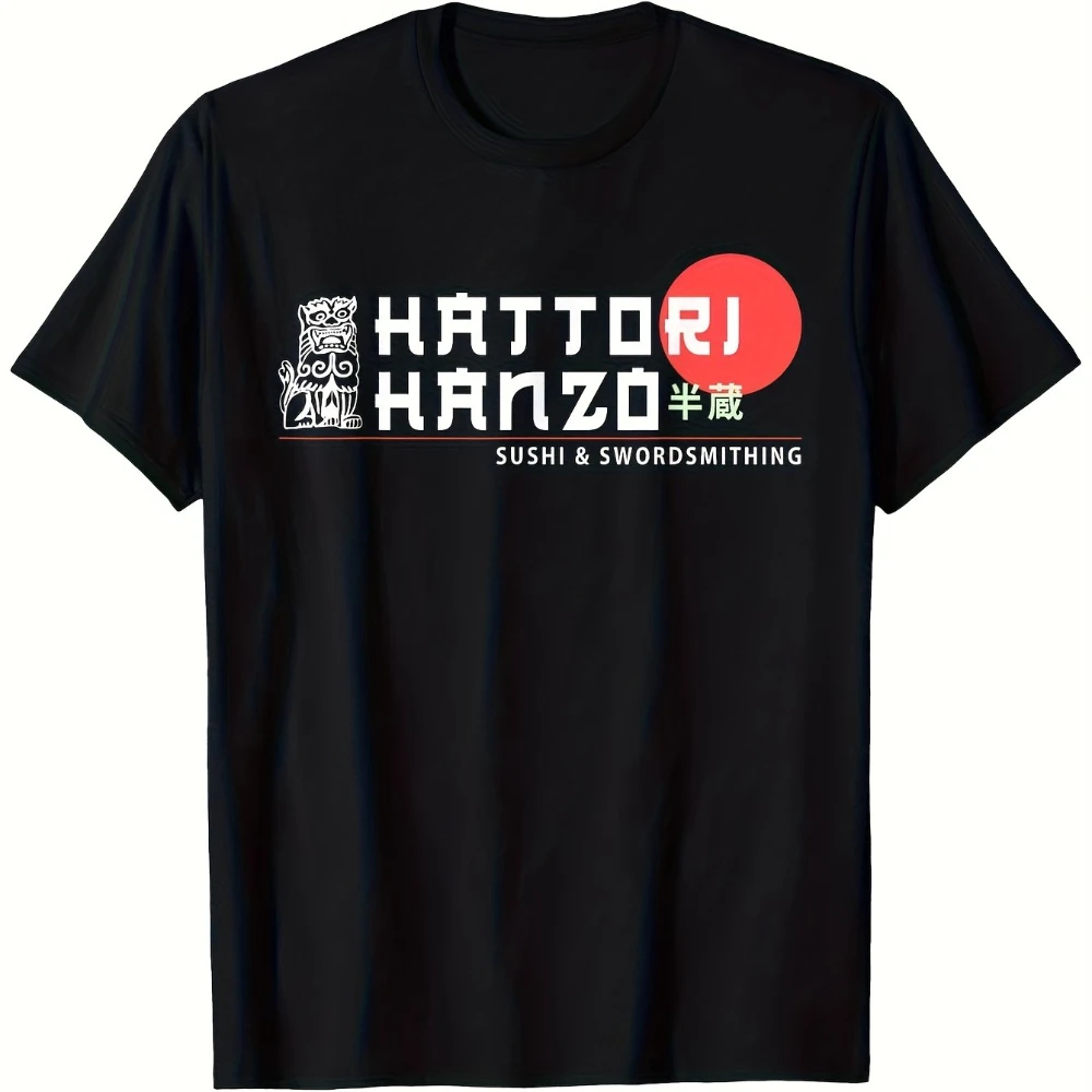 Camiseta Hattori Hanzo para hombre, camiseta japonesa Samurai Sushi Swordsmith, camiseta informal negra 100% algodón, camisetas para hombre para verano