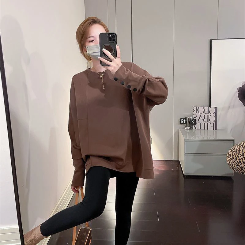 Oversized 2xl Cotton Irregular Patchwork Bright Line Decoration Long Sleeve Spring Fall Top Women T Shirt Fashion Harajuku Tee