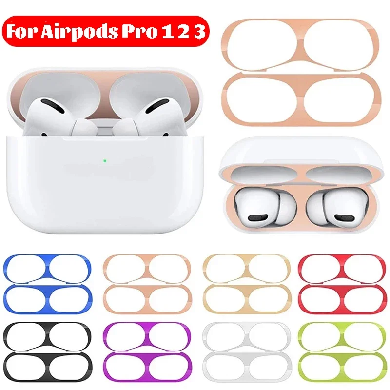 Для Airpods Pro 2, металлический пылезащитный чехол-наклейка, чехол для наушников Airpods 1 2 3 Air Pods, зарядное устройство для наушников, аксессуары