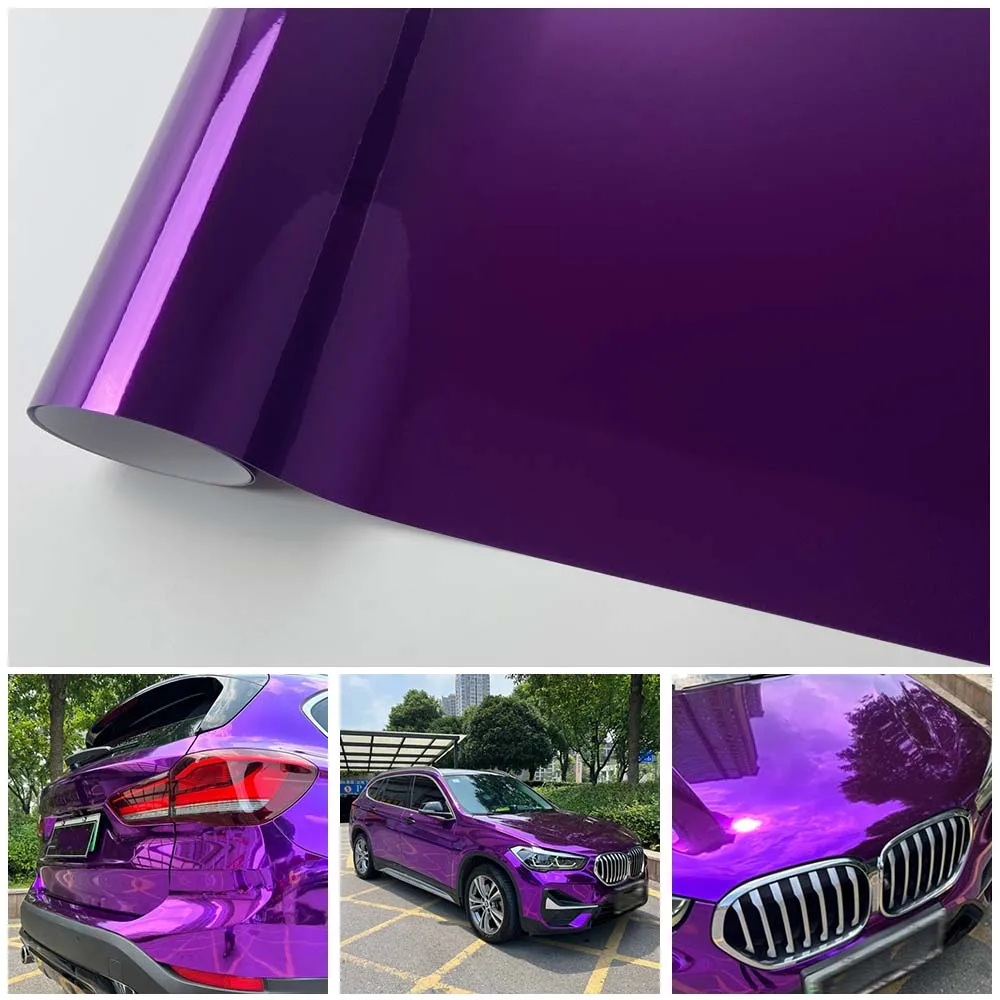 Waterproof Electroplate Sticker Decal Automotive Vinyl Car Tuning Wrap Purple Chrome Mirror Car Body Adhesive Film