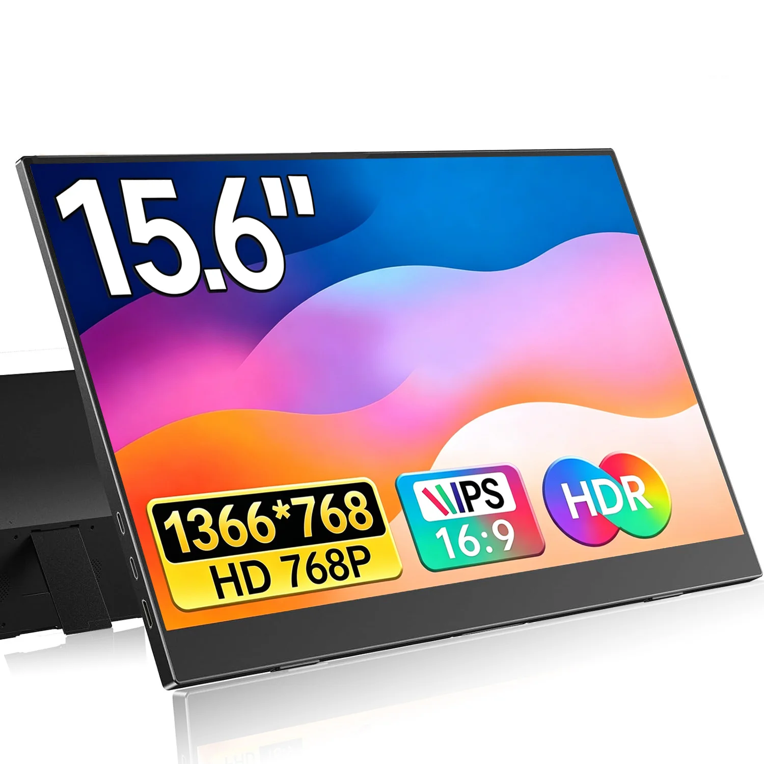 15.6 Inch Portable Monitor HD 1366*768P IPS 72%sRGB VESA With Type-C Mini HDMI For Laptop Phone TV XBox Dack Mac PS4/5 Switch