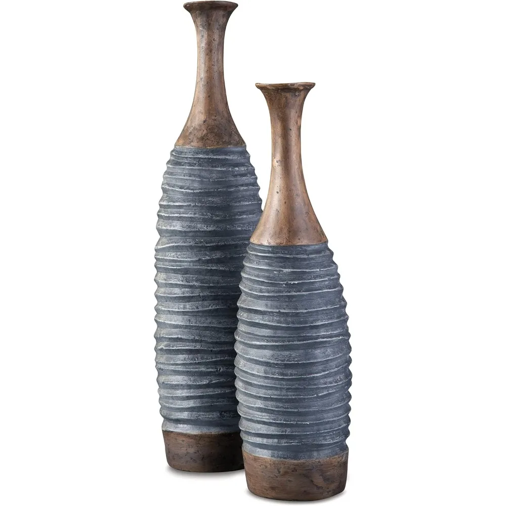 2-piece decorative vase set, antique grey&brown