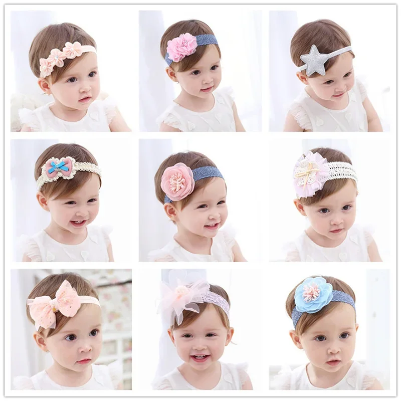 

Baby Headband Flowers Girls Pink Ribbon Hair Bands Handmade Headwear Hair Elastic Tiara For Girl Newborn Babies Hair Accessories