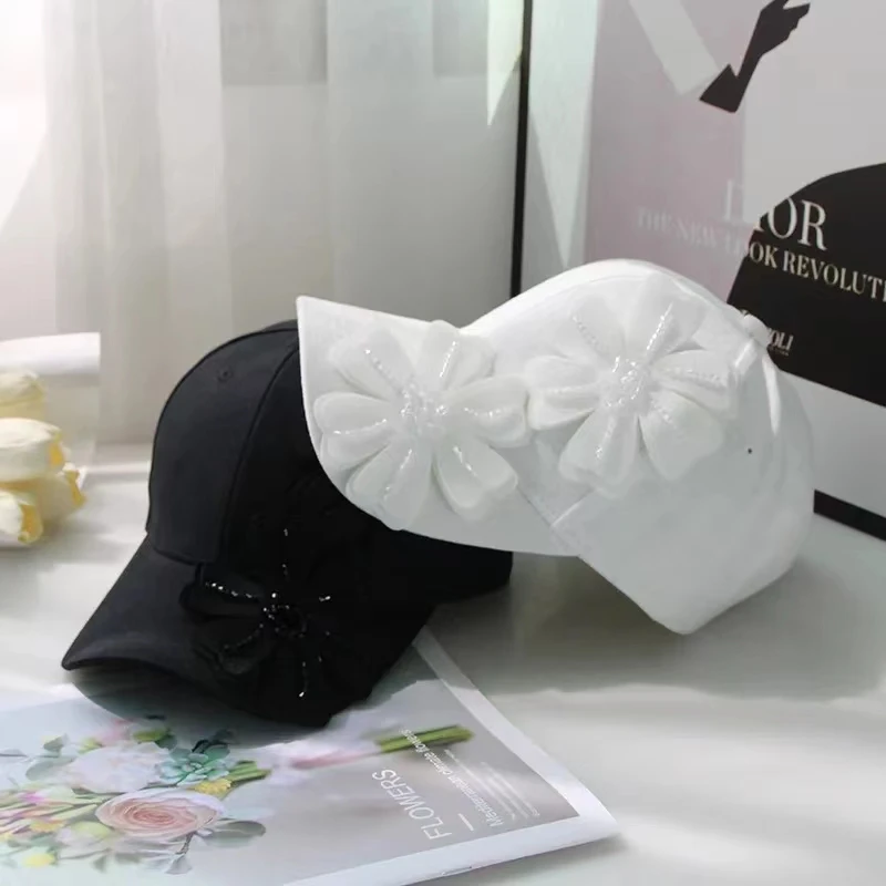 202406-shi ins chic street Crystal Flower Design Style young girl lady baseball hat women leisure visors cap