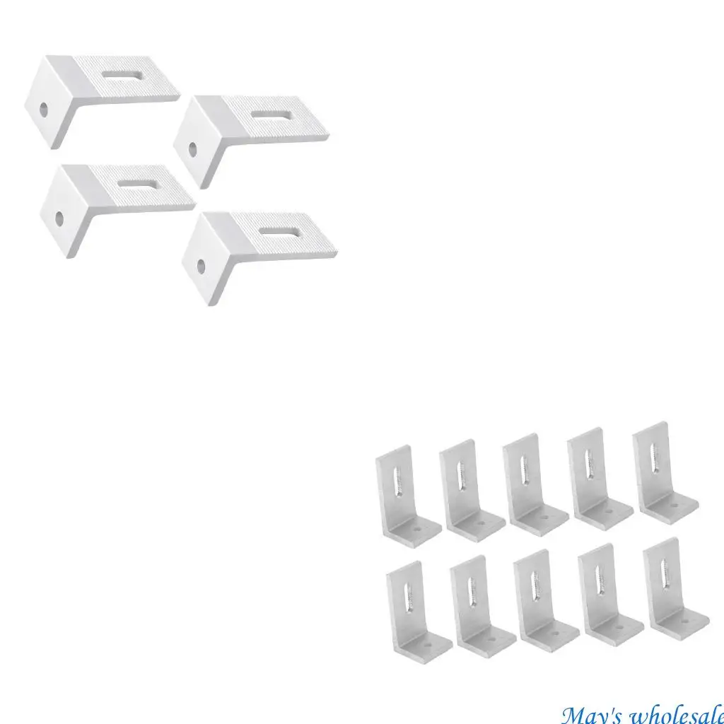 

10Pcs Light Weight Photovoltaic Solar Panel Mounting Bracket Aluminum Alloys Slotted L Mounting Bracket Enduring 448A
