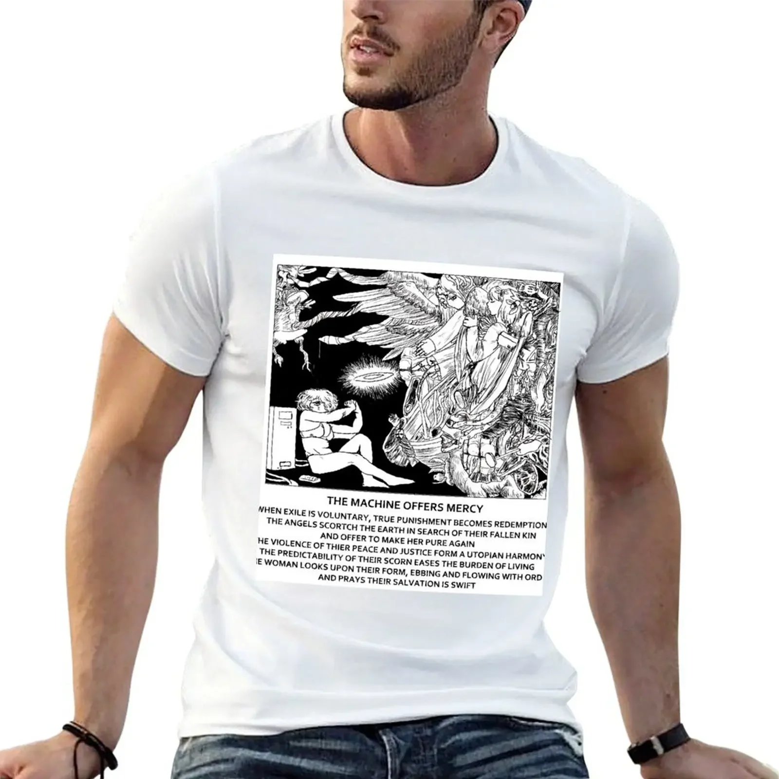 THE MACHINE OFFERS MERCY T-Shirt cotton graphic tees Anime t-shirt Blouse black t-shirts for men