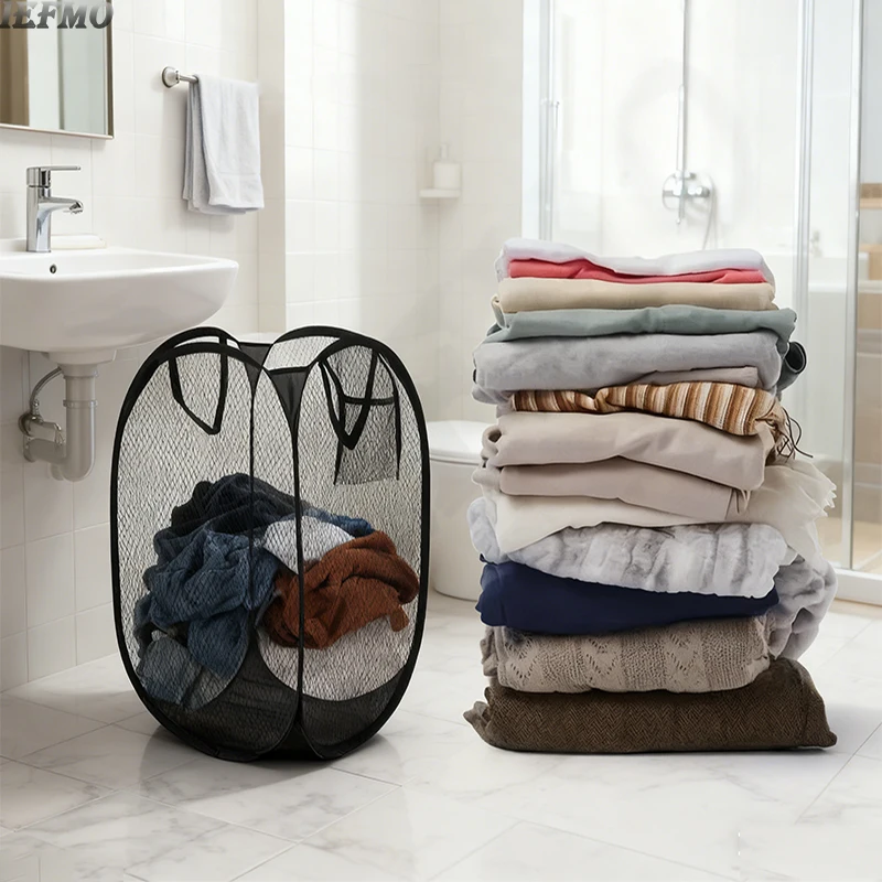 Large Collapsible Laundry Basket with Sturdy Frame Foldable Hamper for Clothes Toys Storage Multi-Purpose Organizer for Home Use