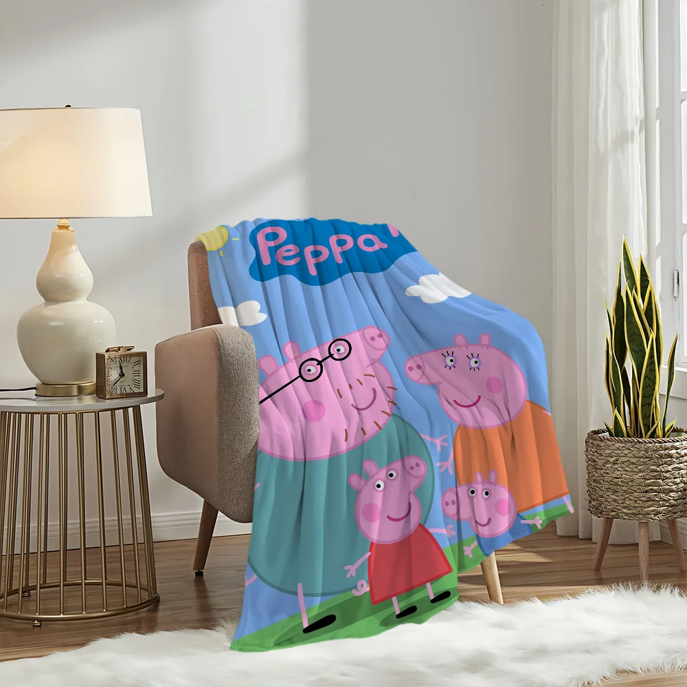 Cartoon Cute P-Pep-pa P-Pig Blanket Blanket for Couch Sofa Travel Home Hiking Picni Bed Beding Flannel Blanket birthday gift #6