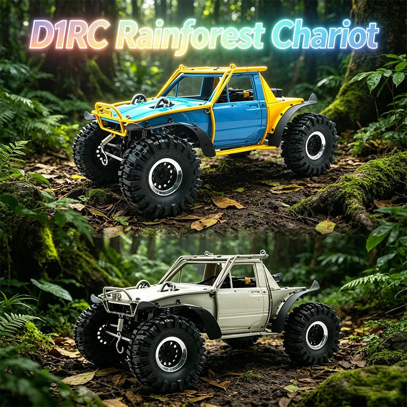 D1RC RCRFC Rainforest Chariot 4WD Brushless 1/10 RC Electric Remote Control Model Car Metal Pipe Rack Rock Crawler Adults Toys