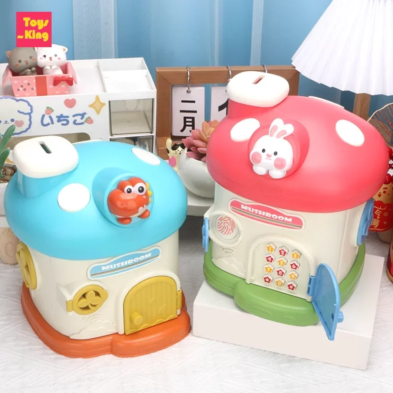 الفطر البيت أصبع البنك الكرتون مفتاح فتح الاطفال اللعب سعة كبيرة صندوق توفير المال لطيف عملة صندوق تخزين هدايا عيد الميلاد